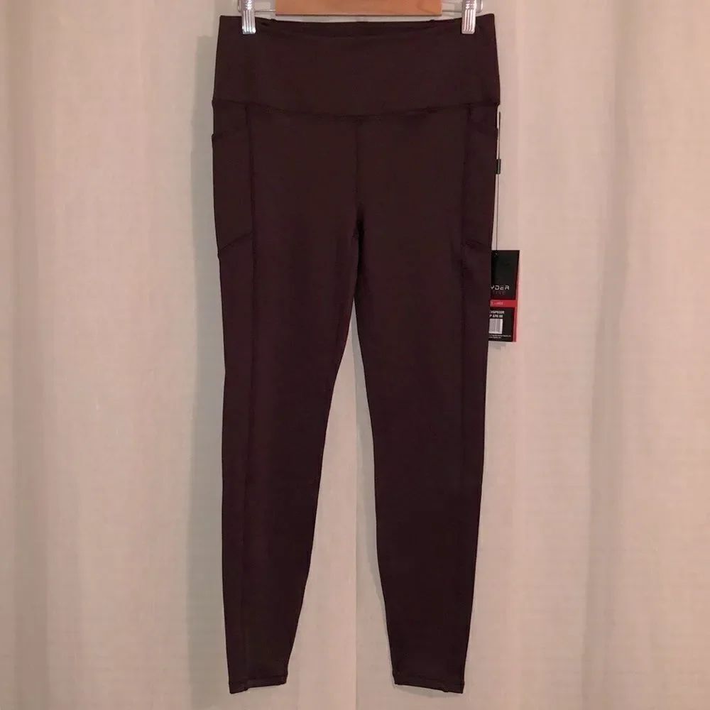 Spyder M Burgundy Fleece Lined Athletic Warm Active Leggings
